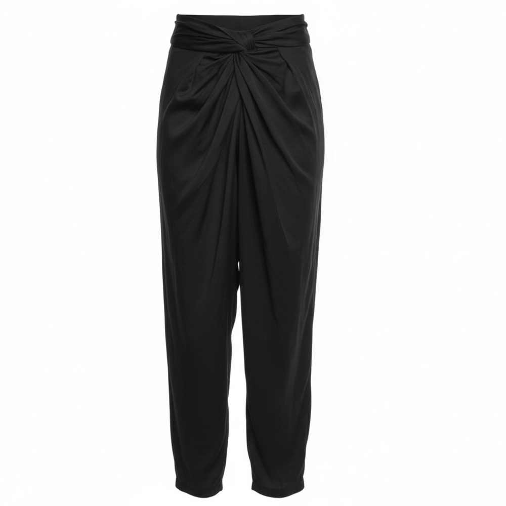 Conner Ives Black Satin Straight Leg Pants